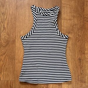 NWOT Maeve Anthropologie Navy and White Striped High Neck Tank Top Size XXS